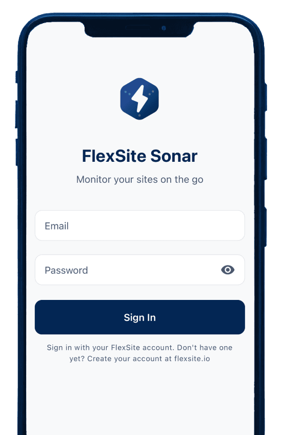 FlexSite mobile app on phone