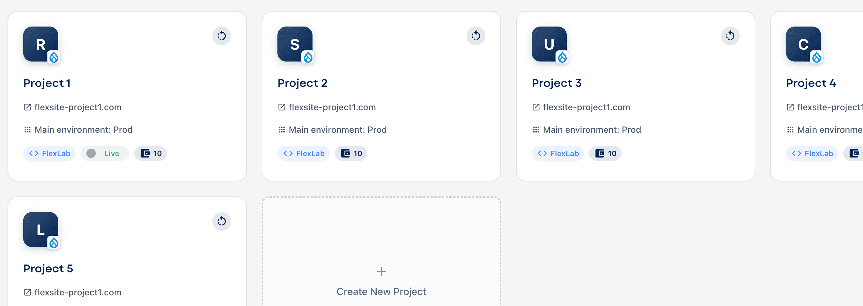 Panel de proyectos unificado con varios proyectos