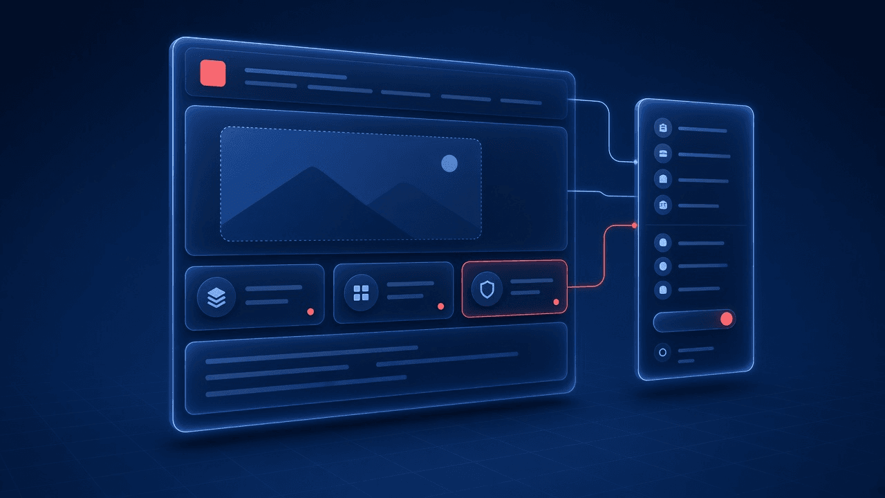 Codeless visual CMS canvas with content blocks, content types and roles