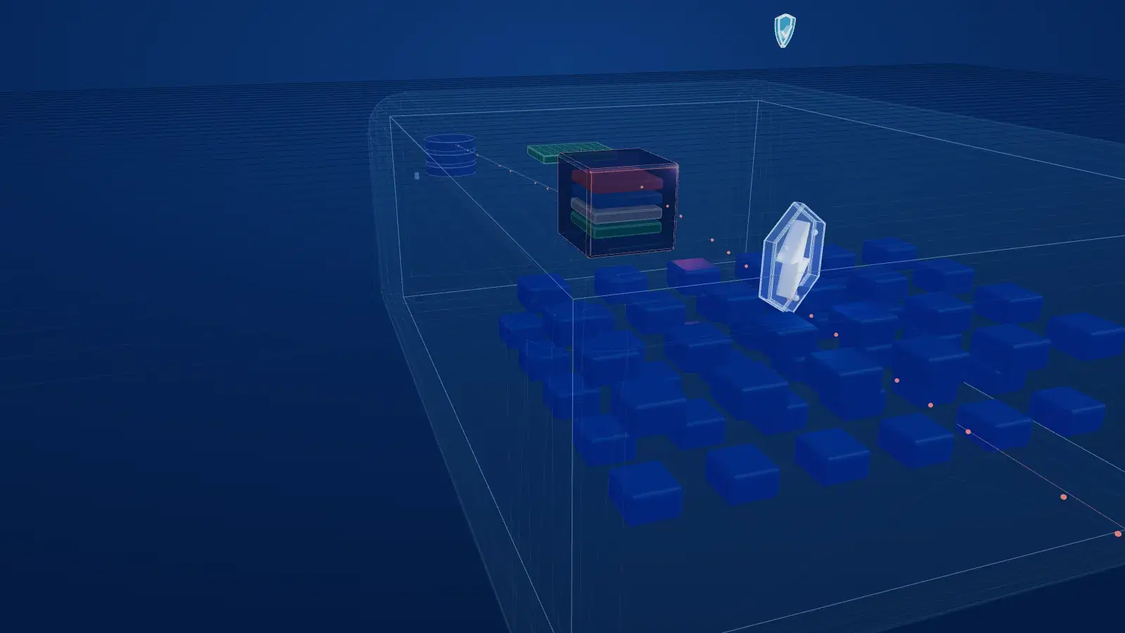Rows of isolated site pods inside a FlexSite Kubernetes cluster
